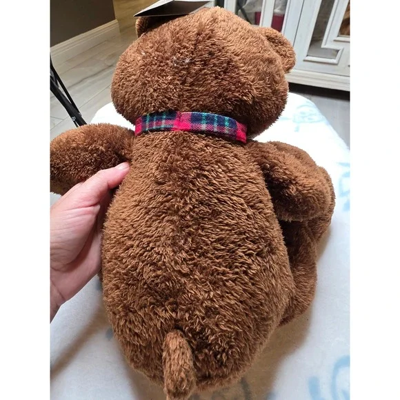 Animal Adventure 2013 Dillard's Christmas Bear Brown Plaid Plush Teddy Bear 14" - Picture 10 of 16